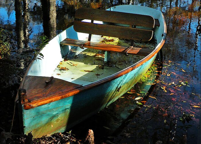 Boat Greeting Card featuring the photograph Cypress Lake Boat by Deborah Smith