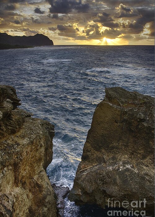 Ocean Greeting Card featuring the photograph Da Crack Sunrise Kauai by Joanne West