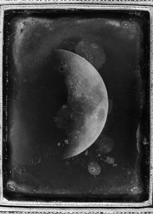 1852 Greeting Card featuring the photograph Daguerreotype: Moon, 1852 by Granger