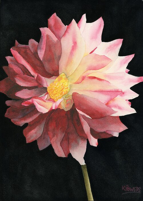 Dahlia Greeting Card featuring the painting Dahlia by Ken Powers