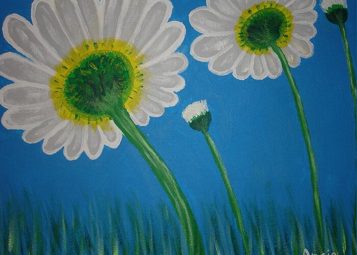 Daisy Greeting Card featuring the painting Daisies by Angie Butler