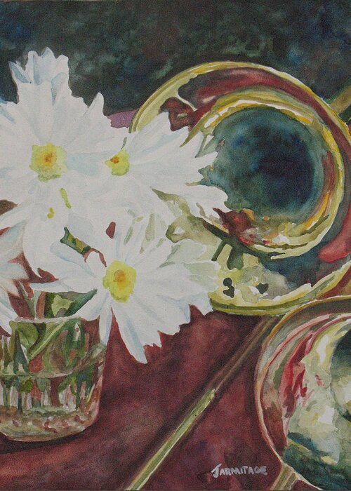 Daisies Greeting Card featuring the painting Daisies Bold as Brass by Jenny Armitage