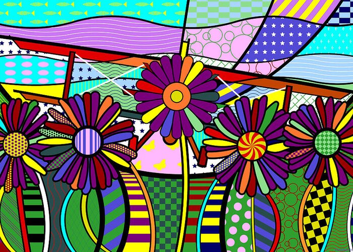 Colorful Greeting Card featuring the digital art Daisy Plane by Randall J Henrie