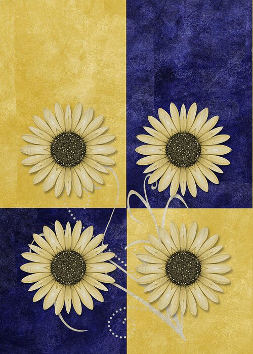 daisy Design Greeting Card featuring the digital art Daisy Quatro v09 by Variance Collections