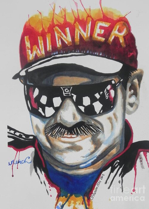Watercolor Painting Greeting Card featuring the painting Dale Earnhardt Sr by Chrisann Ellis