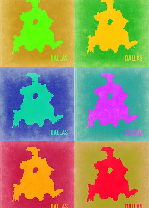 Dallas Map Greeting Card featuring the painting Dallas Pop Art Map 3 by Naxart Studio