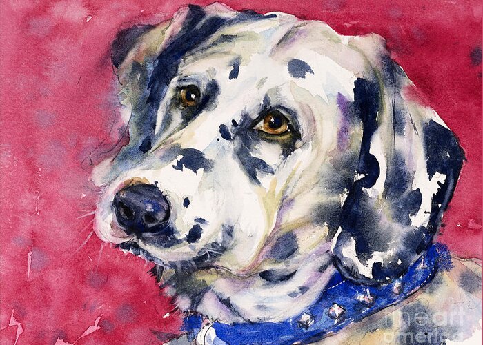 Dog Greeting Card featuring the painting Dalmatian by Judith Levins