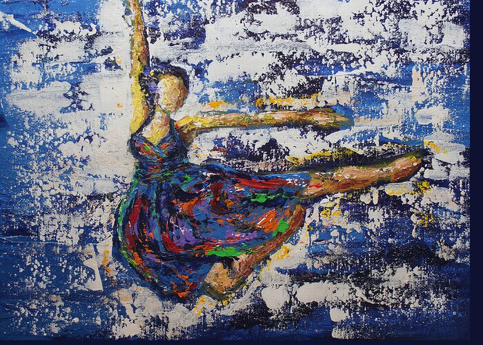 Figure Greeting Card featuring the painting Dance Figure Study Blue by Kristye Dudley