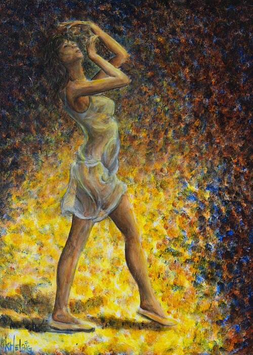 Dancer Greeting Card featuring the painting Dancer 07 by Nik Helbig