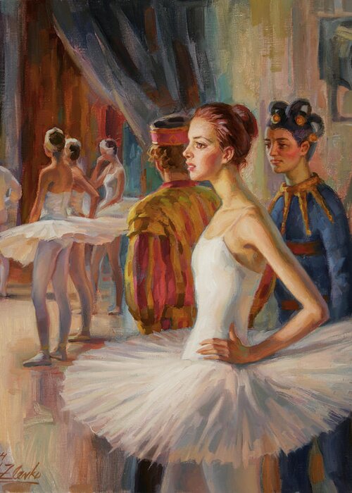 Ballet Greeting Card featuring the painting Dancer and Joker by Serguei Zlenko