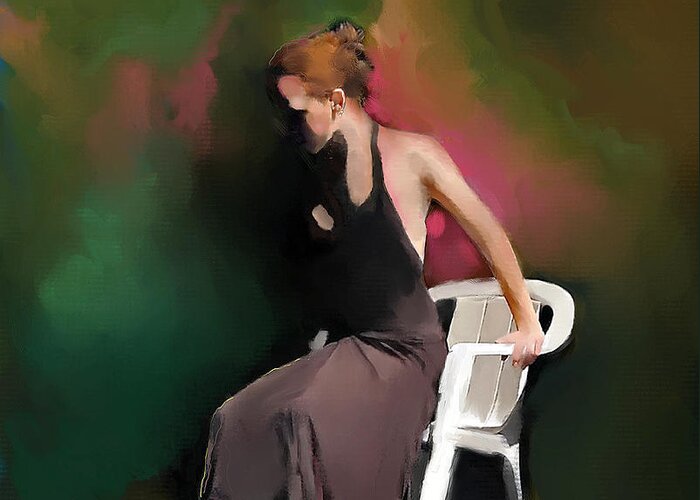 Ballet Art Paintings Greeting Card featuring the painting Dancer At Rest by Ted Azriel