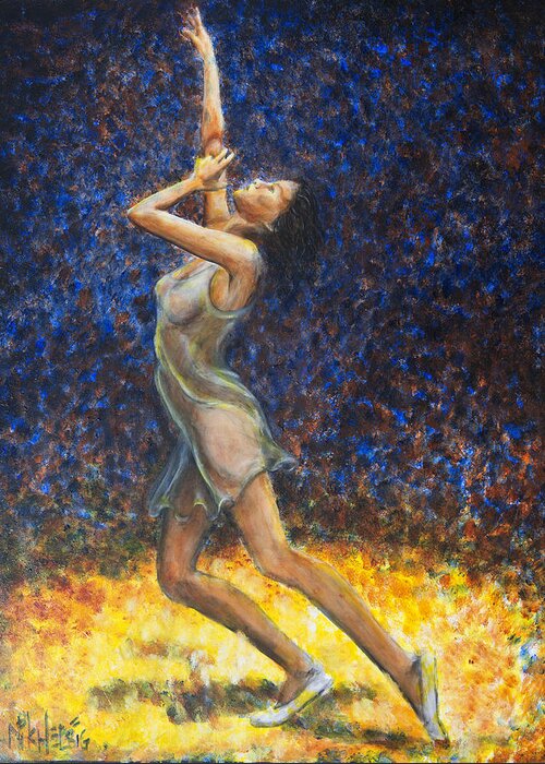 Dancer Greeting Card featuring the painting Dancer X by Nik Helbig