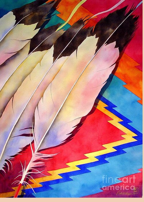 Watercolor Greeting Card featuring the painting Dancer's Feathers by Robert Hooper