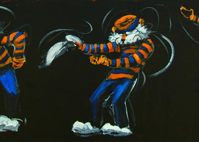 Auburn Greeting Card featuring the painting Dancing Aubie by Carole Foret