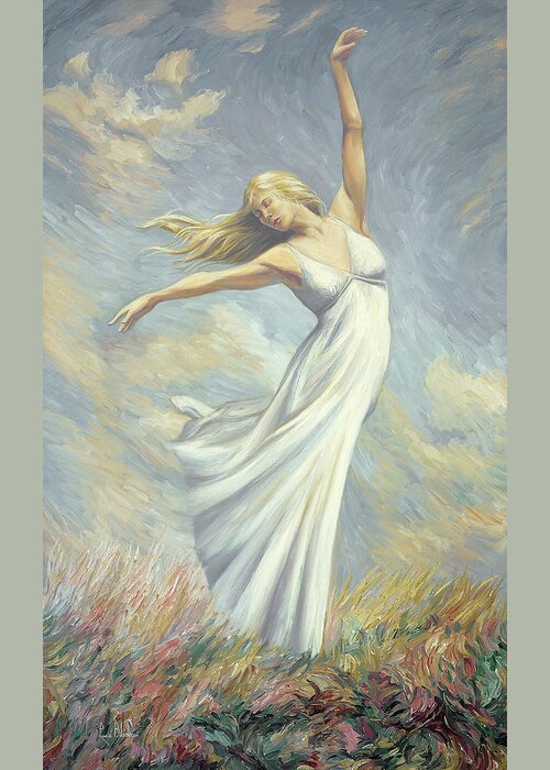 Impressionist Greeting Card featuring the painting Dancing in Monet's Field by Lucie Bilodeau