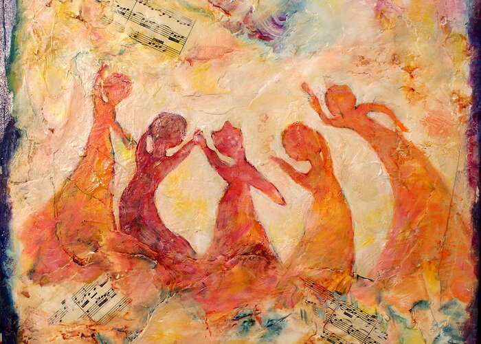 Ladies Greeting Card featuring the painting Dancing Music by Naomi Gerrard