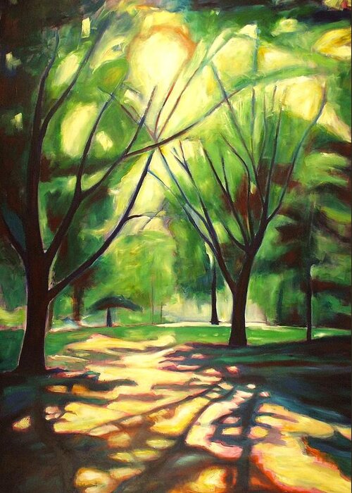 Tree Greeting Card featuring the painting Dancing Shadows by Sheila Diemert