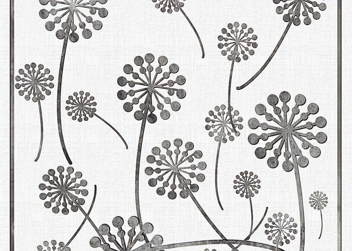 Dandelion Seeds Grey Greeting Card featuring the digital art Dandelion Seeds Grey by Barbara A Griffin