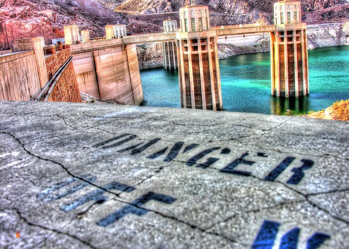 Hoover Dam Greeting Card featuring the photograph Danger by Adam Vance