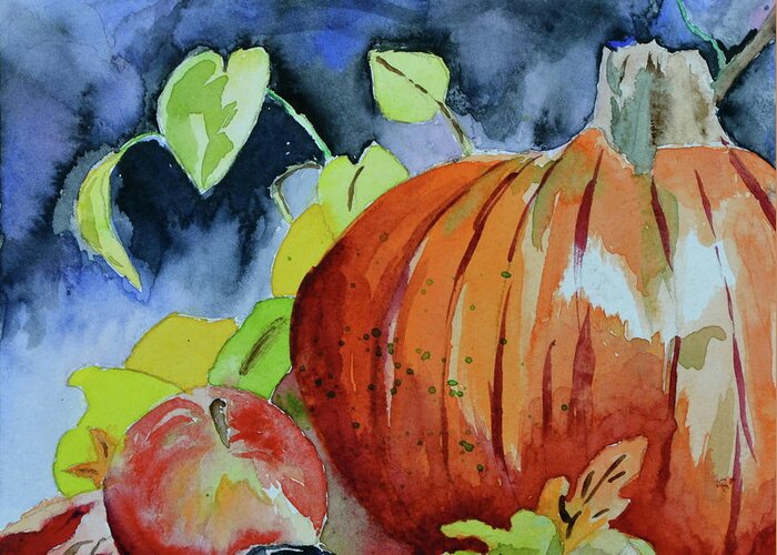 Pumpkin Greeting Card featuring the painting Darkening by Beverley Harper Tinsley