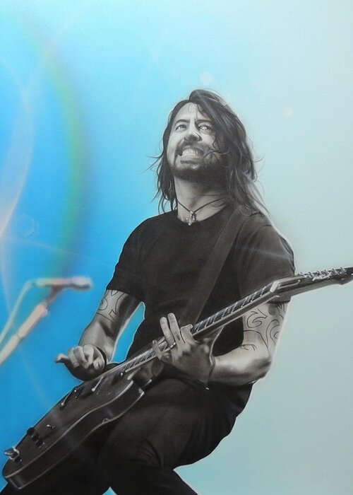 Dave Grohl Greeting Card featuring the painting Dave Grohl by Christian Chapman Art