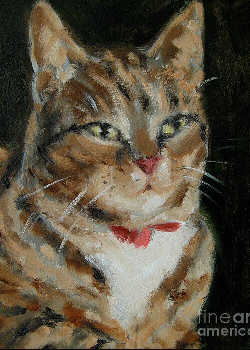 Cat Greeting Card featuring the painting Dave by June Walker