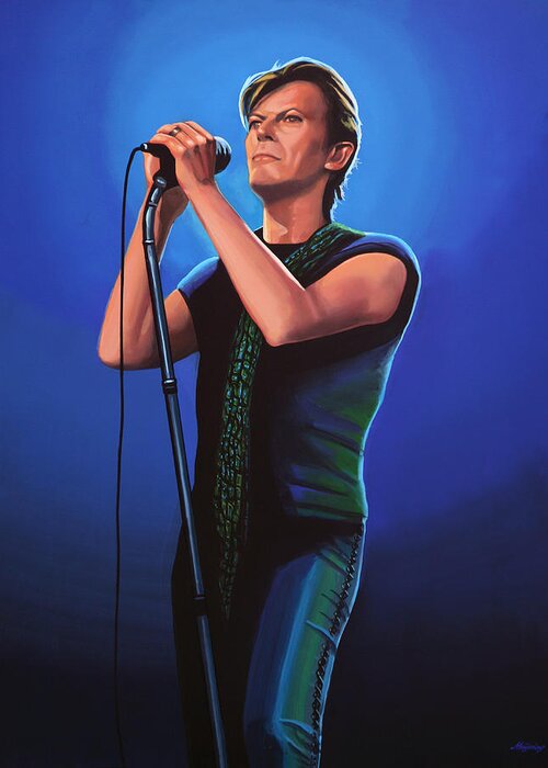 David Bowie Greeting Card featuring the painting David Bowie 2 Painting by Paul Meijering