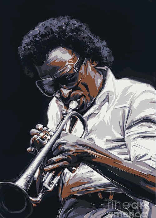 Trumpet Greeting Card featuring the painting Davis by Andrzej Szczerski