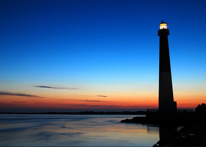 Barnegat Lighthouse Greeting Card featuring the photograph Dawn at Barnegat Light by James Kirkikis