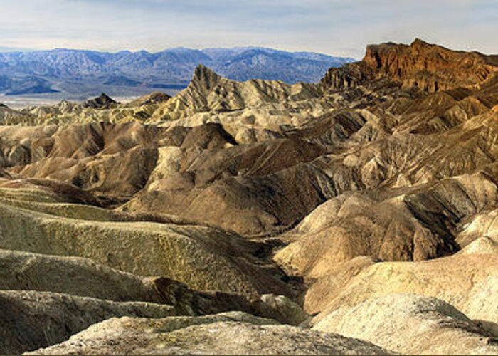 Death Valley National Park Greeting Card featuring the photograph Death Valley's Zabriskie Point Pan by JustJeffAz Photography
