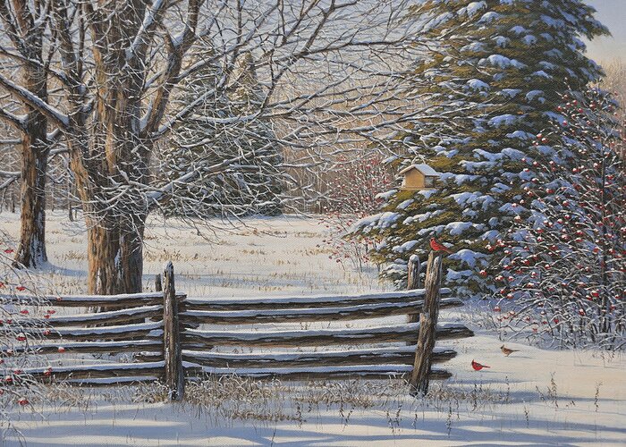 Jake Vandenbrink Greeting Card featuring the painting December Snow by Jake Vandenbrink