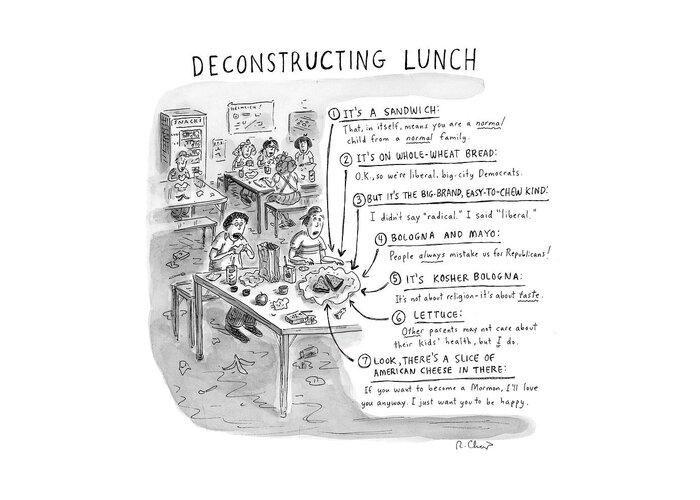 Sandwiches Greeting Card featuring the drawing Deconstructing Lunch by Roz Chast