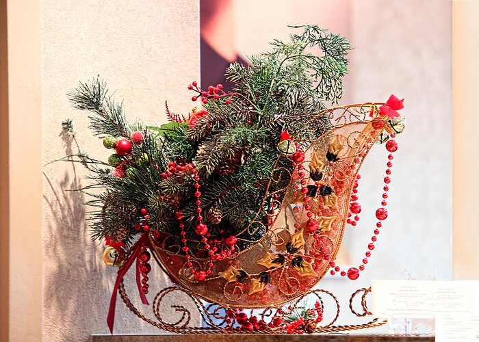 Holiday Greeting Card featuring the photograph Decorated Christmas Sliegh by Linda Phelps
