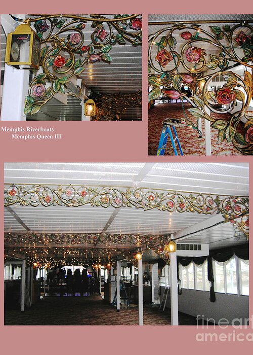 River Greeting Card featuring the mixed media Memphis Riverboats Decorative Iron Paint by Lizi Beard-Ward