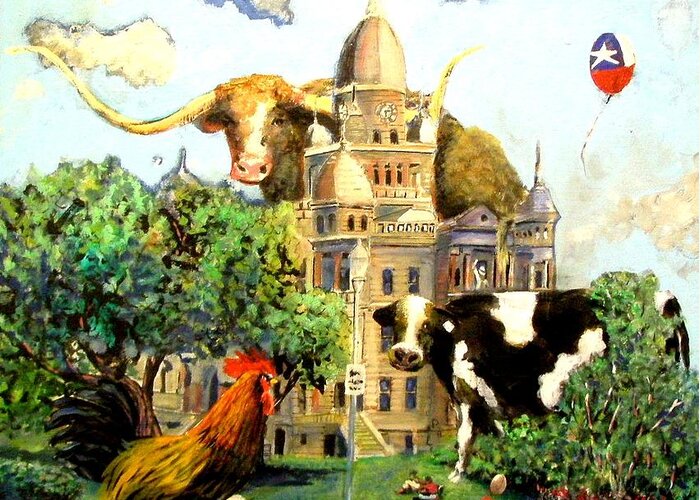 Denton Texas Greeting Card featuring the painting Deep In The Heart Of Texas by James Lalepop Becker