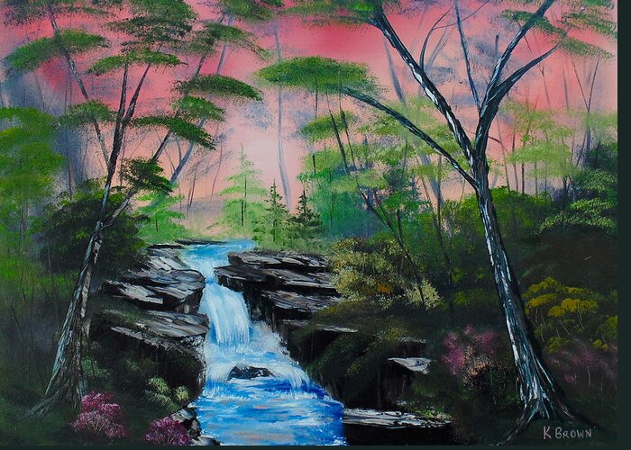 Landscape Paintings Greeting Card featuring the painting Deep in the Woods by Kevin Brown
