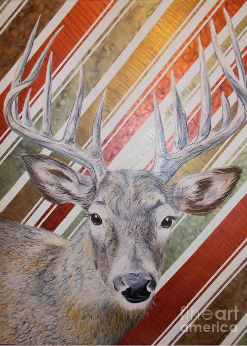 Deer Greeting Card featuring the painting Deer Deco by PainterArtist FIN