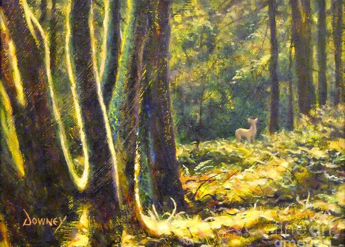Deer Greeting Card featuring the painting Deer in the Clearing by Carl Downey