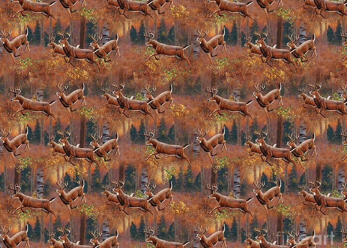 Cynthie Fisher Greeting Card featuring the painting Deer Running douvet pillow design by JQ Licensing