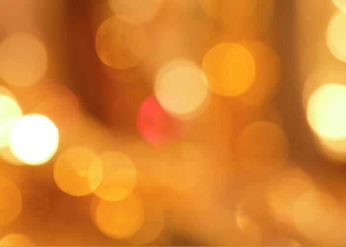 Orange Color Greeting Card featuring the photograph Defocused Yellow Lights by Gm Stock Films