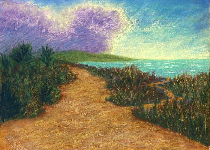 Del Greeting Card featuring the pastel Del Mar Trails 02 by Michael Heikkinen