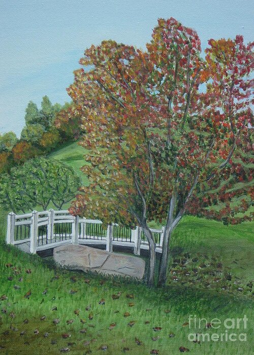 Acrylic Greeting Card featuring the painting Delfosse Bridge by Gloria Patrick Sumter