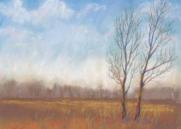 Field Greeting Card featuring the pastel Deliberate Solitude by Christine Camp