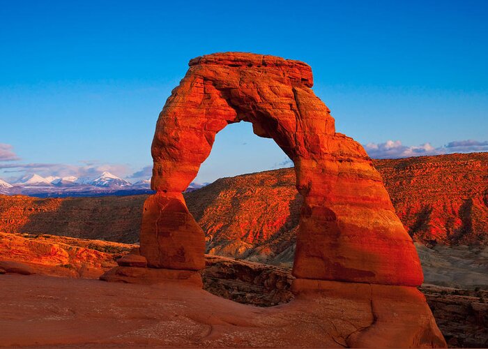 Rocks Greeting Card featuring the photograph Delicate Arch by Darren Bradley