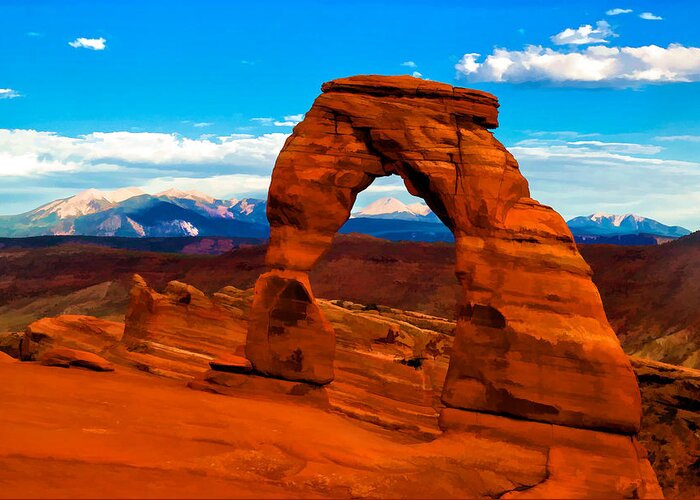 Delicate Arch Greeting Card featuring the digital art Delicate Arch In Saturated Watercolor by Kayta Kobayashi
