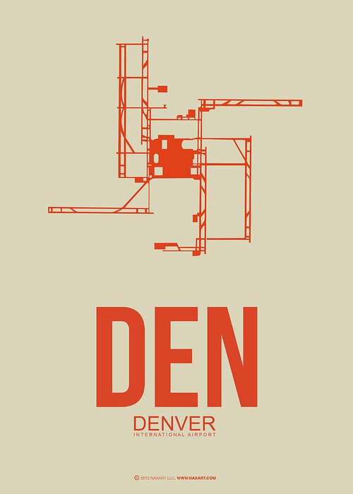 Denver Greeting Card featuring the digital art DEN Denver Airport Poster 2 by Naxart Studio
