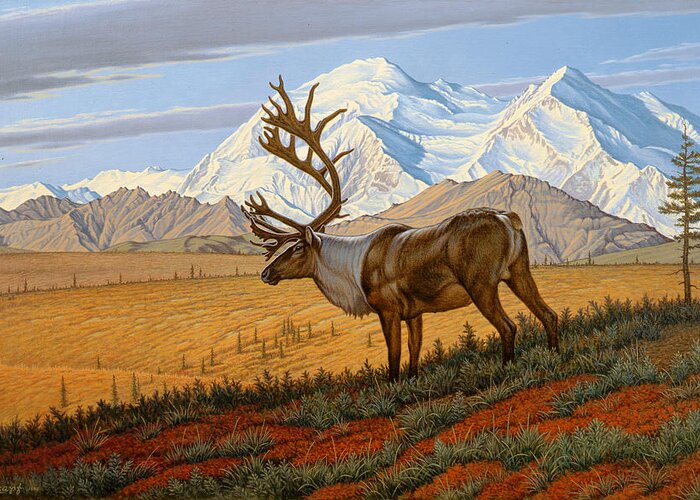 Wildlife Greeting Card featuring the painting Denali by Paul Krapf