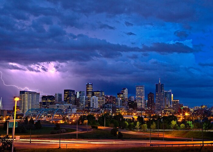 Landscape Greeting Card featuring the photograph Denver Skyline by John K Sampson