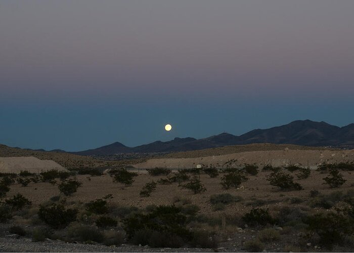 Moon Desert Landscape Greeting Card featuring the photograph Desert Moon-1 by William Kimble