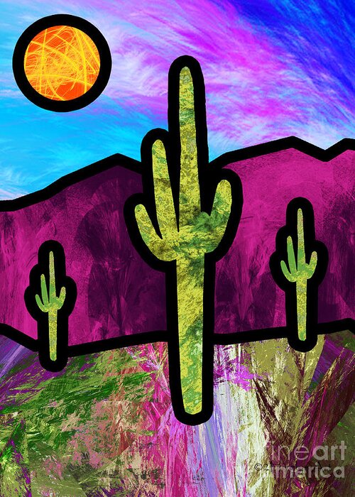 Desert Stained Glass Greeting Card featuring the painting Desert Stained Glass by Two Hivelys